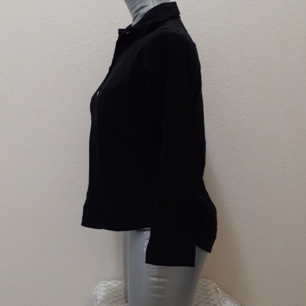 Button Neck Solid Blouse - Picture 2 of 5